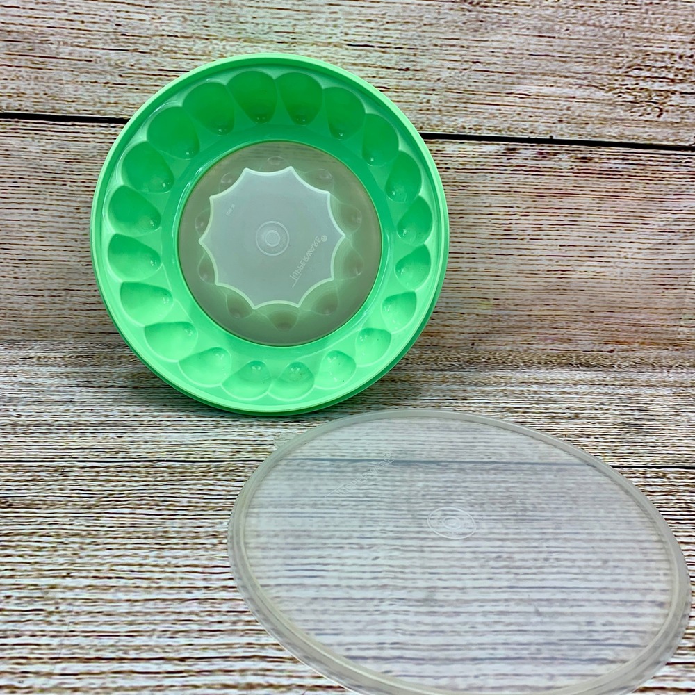 Tupperware Jello Mold Green Jel Ring Mold‎ 1201-12 1202-5 & Lid 1203-3 Vintage